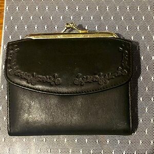 Buxton Heiress Top Grain Leather French Purse Black Wallet